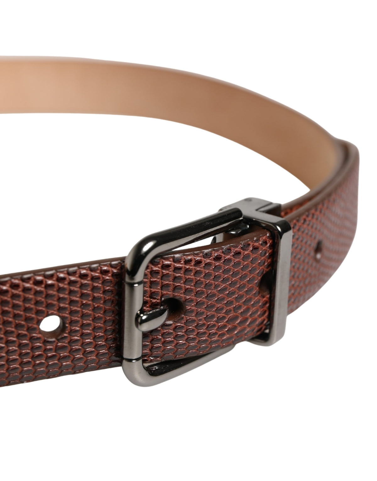 Dolce & Gabbana Men Brown Goatskin Leather Metal Buckle Belt