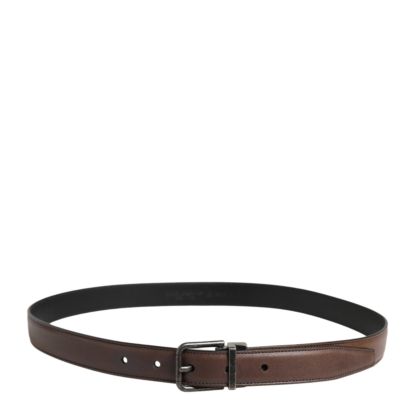Dolce & Gabbana Men Brown Classic Leather Metal Buckle Belt