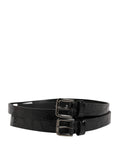 Dolce & Gabbana Black Double Strap Leather Silver Buckle Belt - Eljoys Fashion 