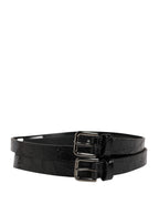 Dolce & Gabbana Black Double Strap Leather Silver Buckle Belt - Eljoys Fashion 