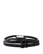 Dolce & Gabbana Black Double Strap Leather Silver Buckle Belt - Eljoys Fashion 