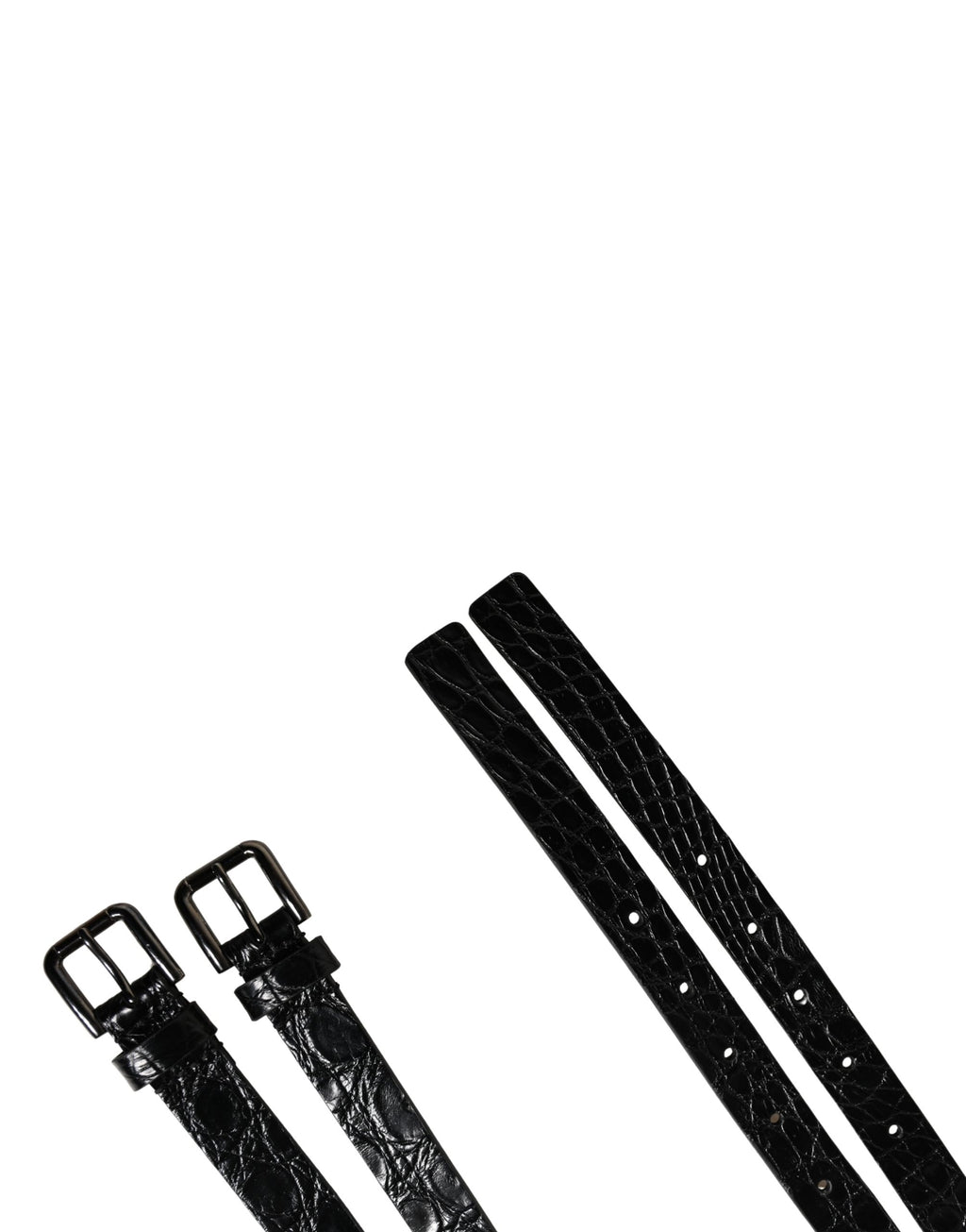 Dolce & Gabbana Black Double Strap Leather Silver Buckle Belt - Eljoys Fashion 