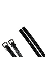 Dolce & Gabbana Black Double Strap Leather Silver Buckle Belt - Eljoys Fashion 