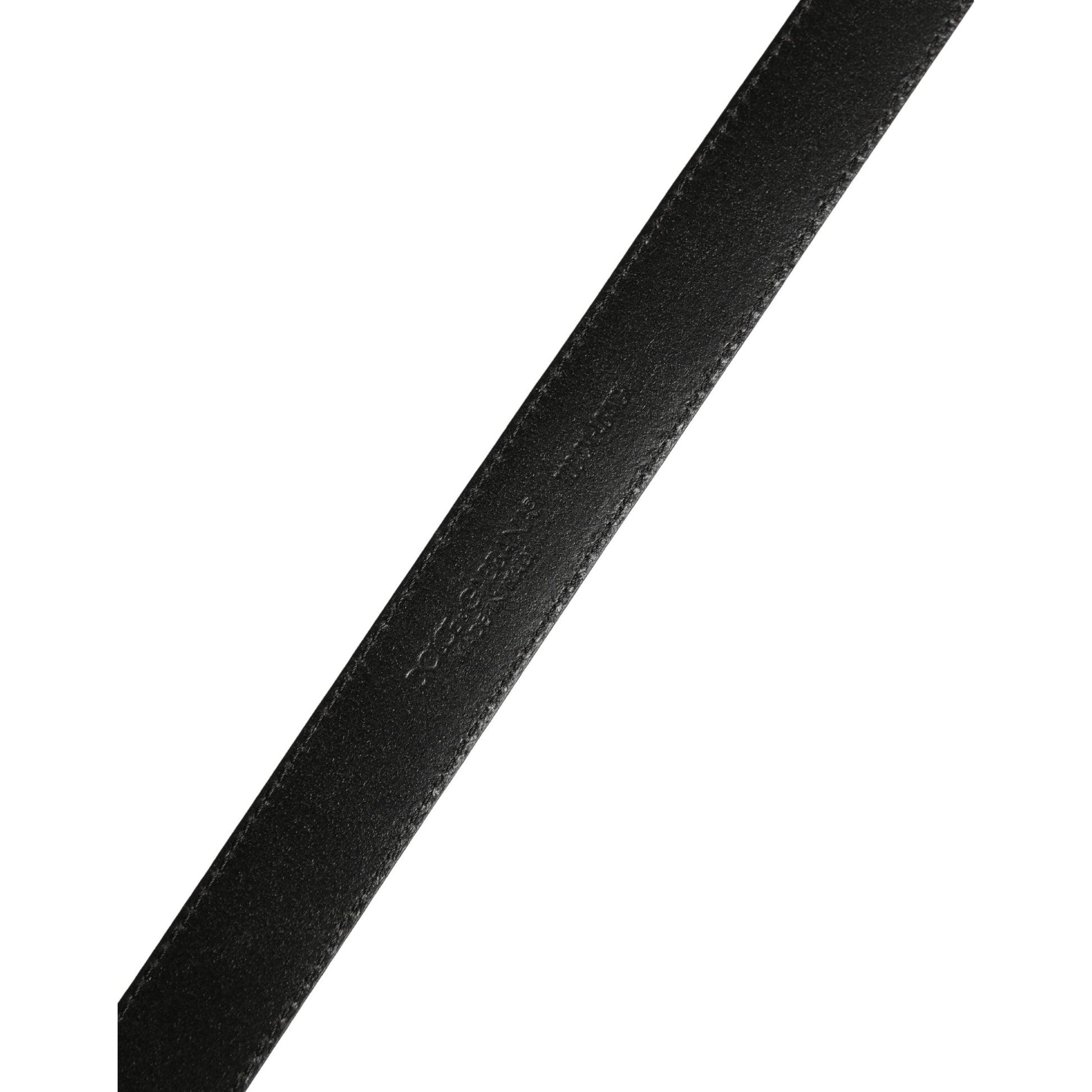 Dolce & Gabbana Men Black Calf Leather Logo Metal Buckle Belt