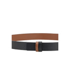 Ferragamo brown calf leather Bos Taurus regular belt with gold-tone buckle, stylish and high-quality men's accessory.