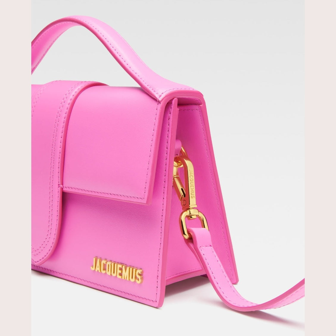 Jacquemus Neon Pink Leather Le Grand Bambino Handbag