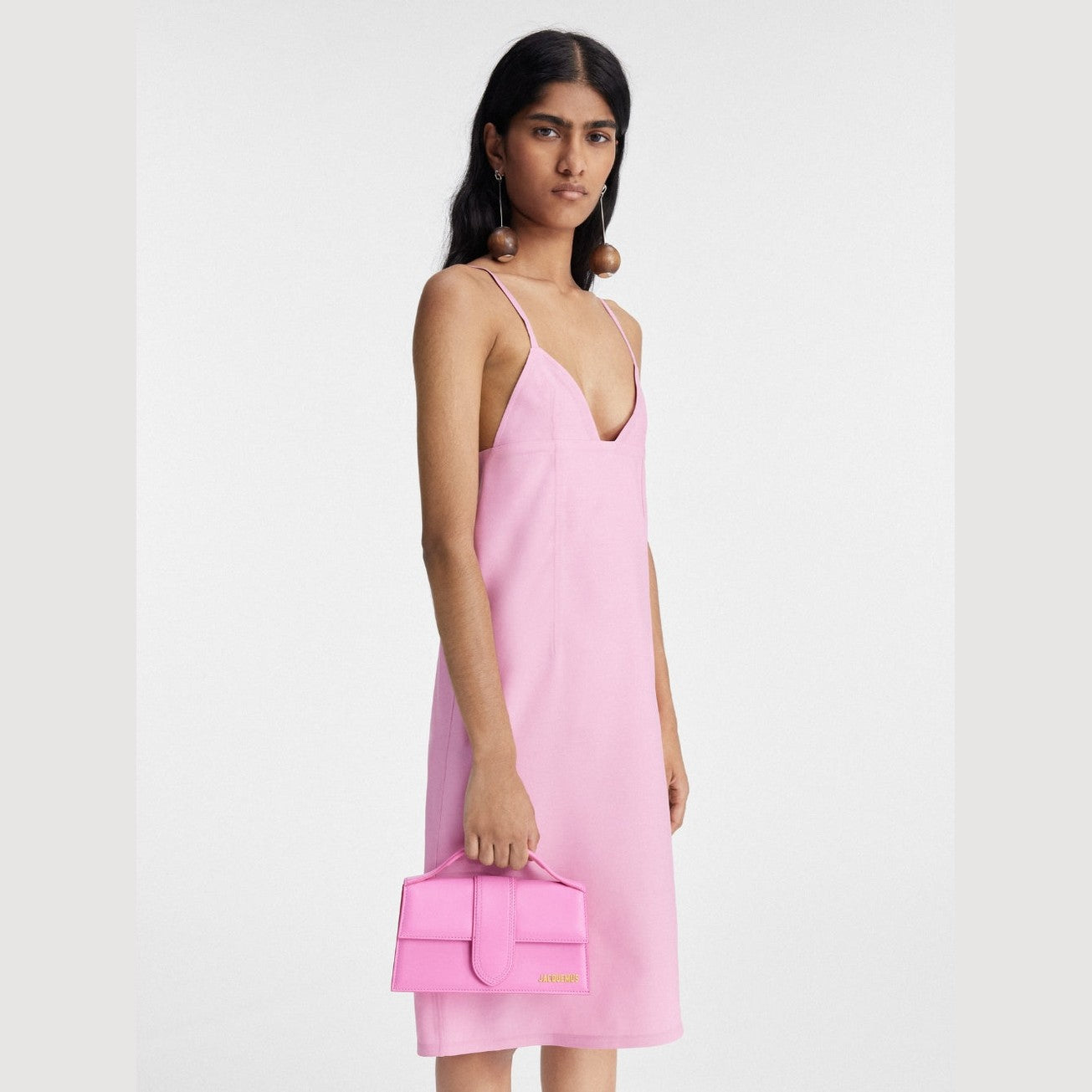 Jacquemus Neon Pink Leather Le Grand Bambino Handbag