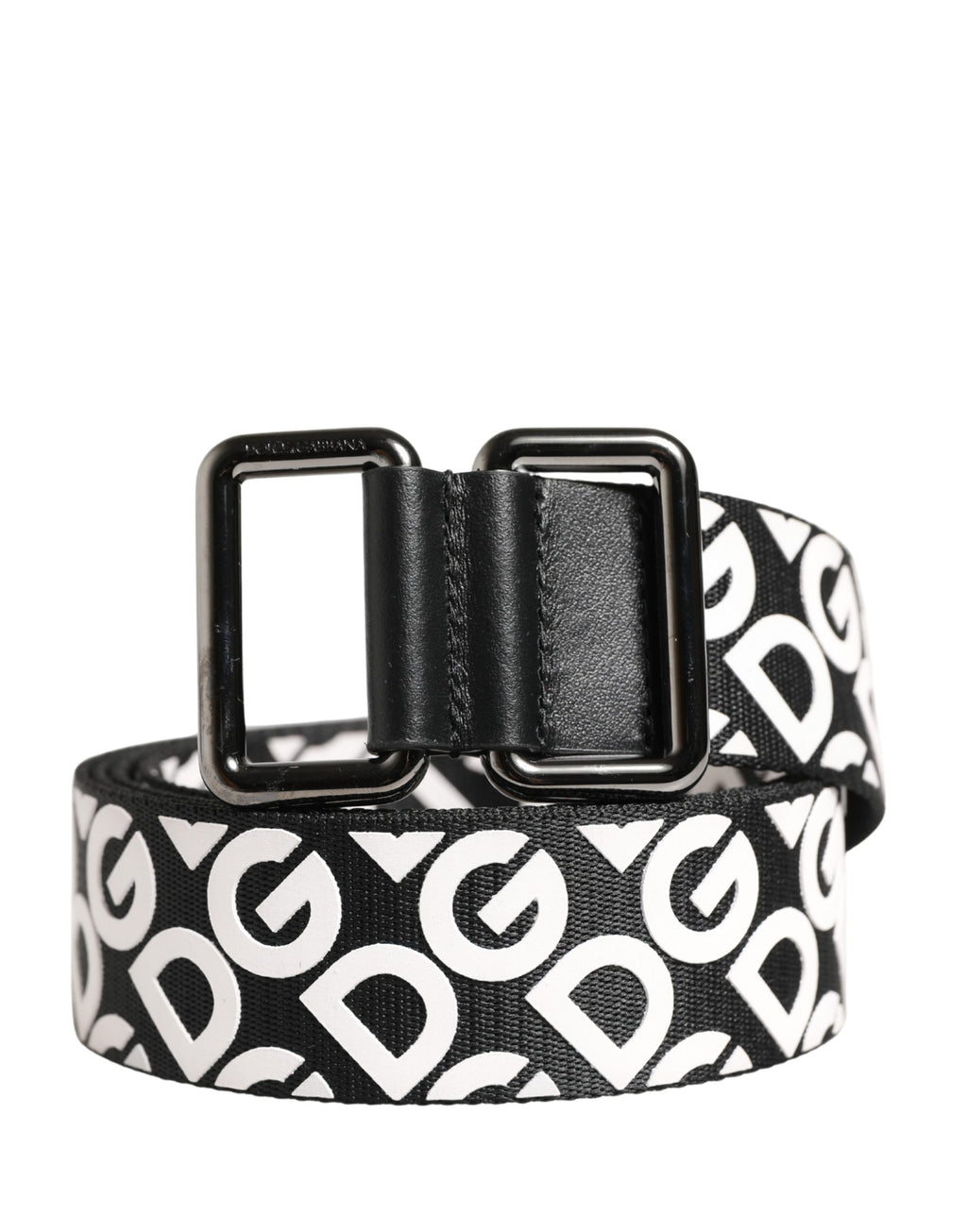 Dolce & Gabbana White Black Logo Leather Metal Buckle Belt Dolce & Gabbana