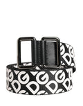 Dolce & Gabbana White Black Logo Leather Metal Buckle Belt Dolce & Gabbana