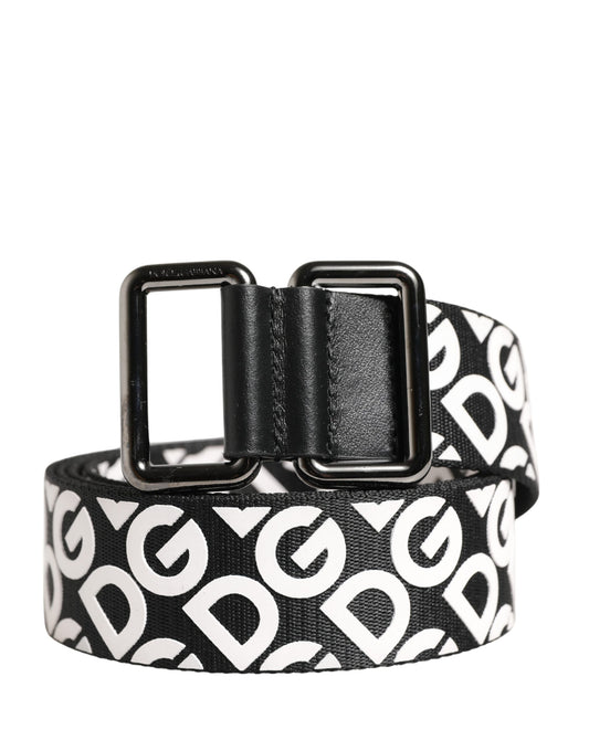 Dolce & Gabbana White Black Logo Leather Metal Buckle Belt Dolce & Gabbana