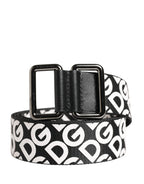 Dolce & Gabbana White Black Logo Leather Metal Buckle Belt Dolce & Gabbana