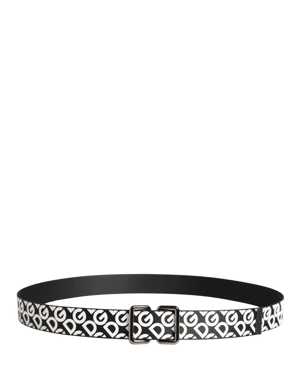 Dolce & Gabbana White Black Logo Leather Metal Buckle Belt Dolce & Gabbana