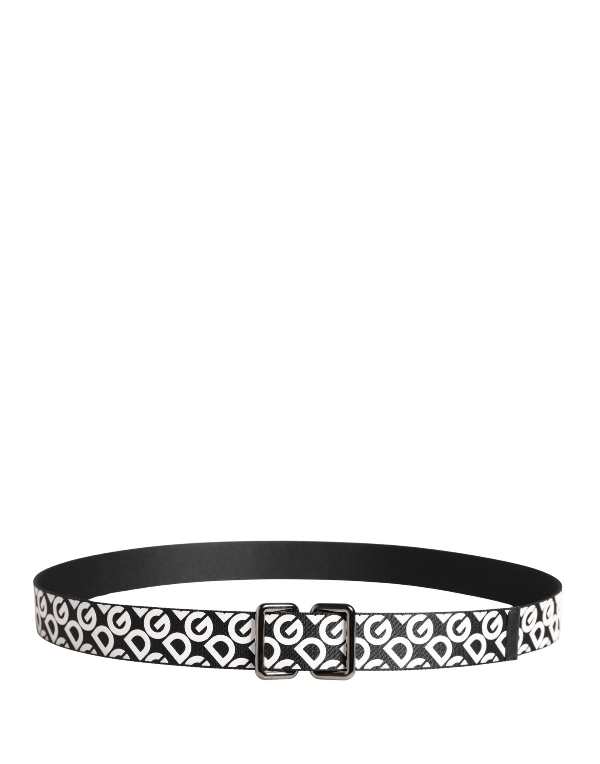 Dolce & Gabbana White Black Logo Leather Metal Buckle Belt Dolce & Gabbana