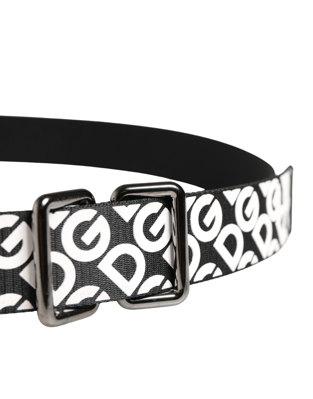 Dolce & Gabbana White Black Logo Leather Metal Buckle Belt Dolce & Gabbana