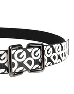 Dolce & Gabbana White Black Logo Leather Metal Buckle Belt Dolce & Gabbana