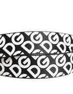 Dolce & Gabbana White Black Logo Leather Metal Buckle Belt Dolce & Gabbana