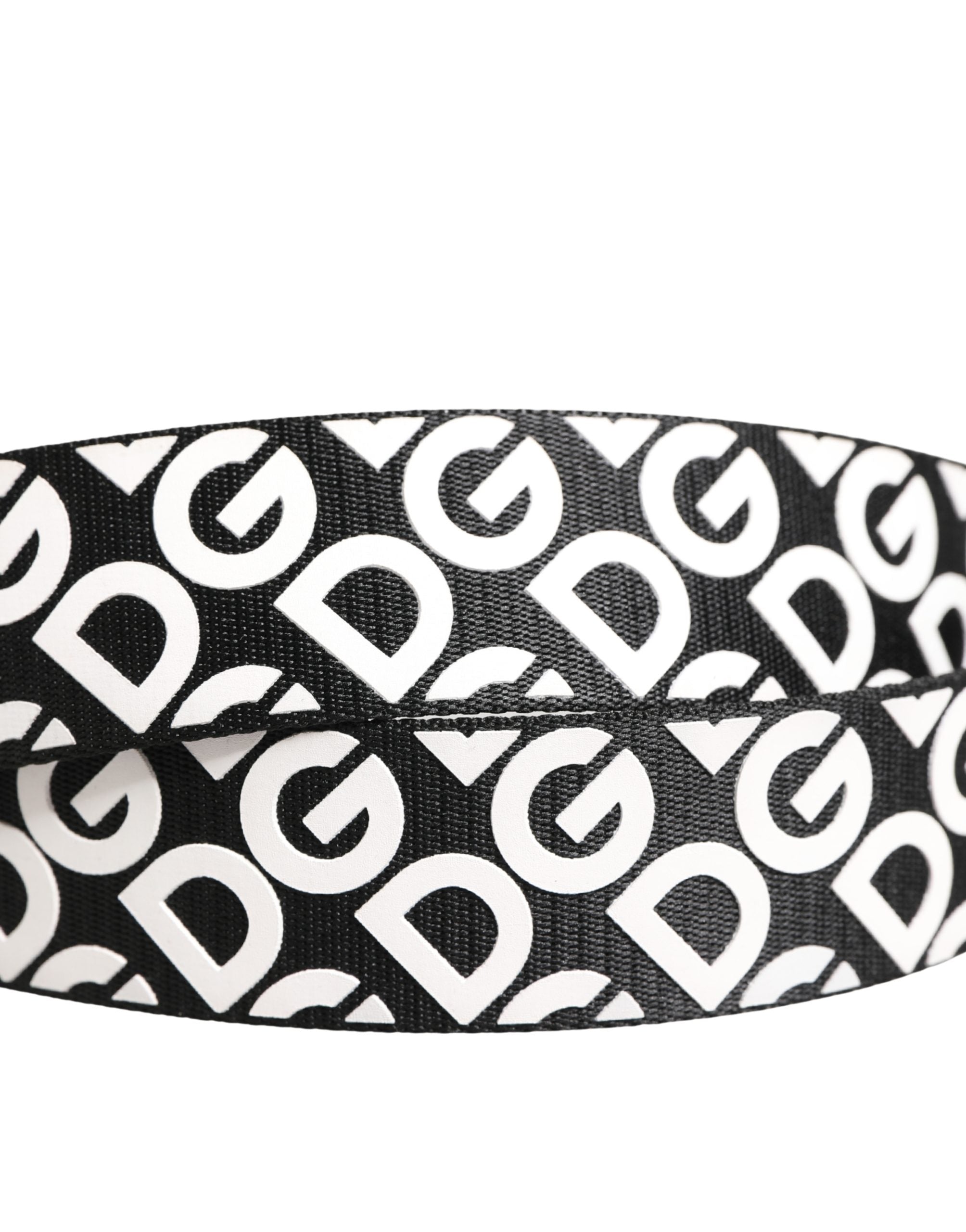 Dolce & Gabbana White Black Logo Leather Metal Buckle Belt Dolce & Gabbana