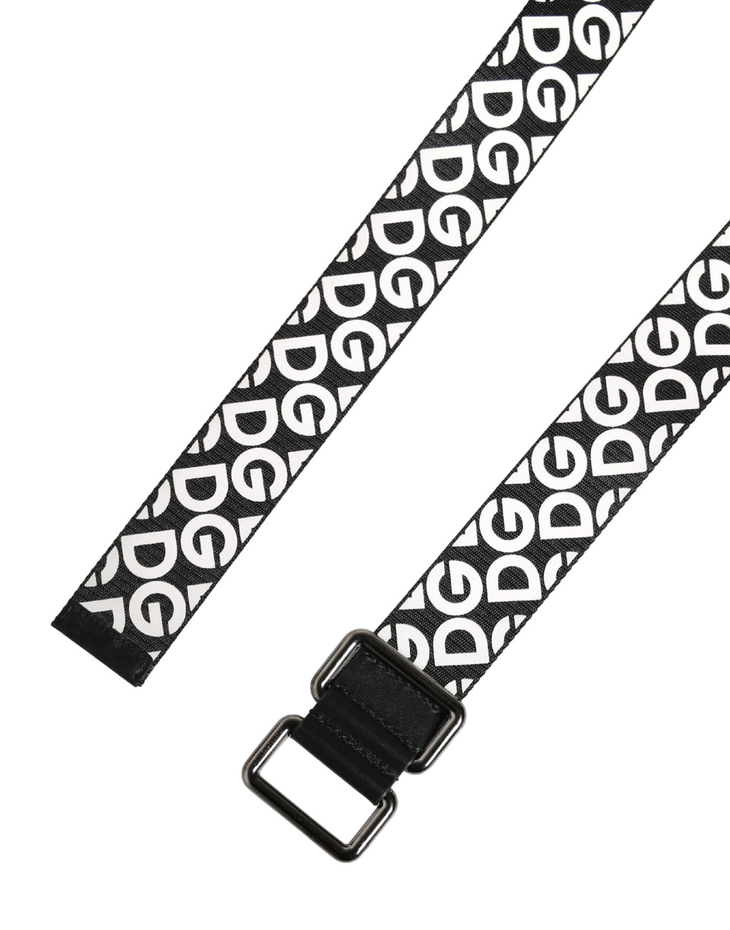 Dolce & Gabbana White Black Logo Leather Metal Buckle Belt Dolce & Gabbana