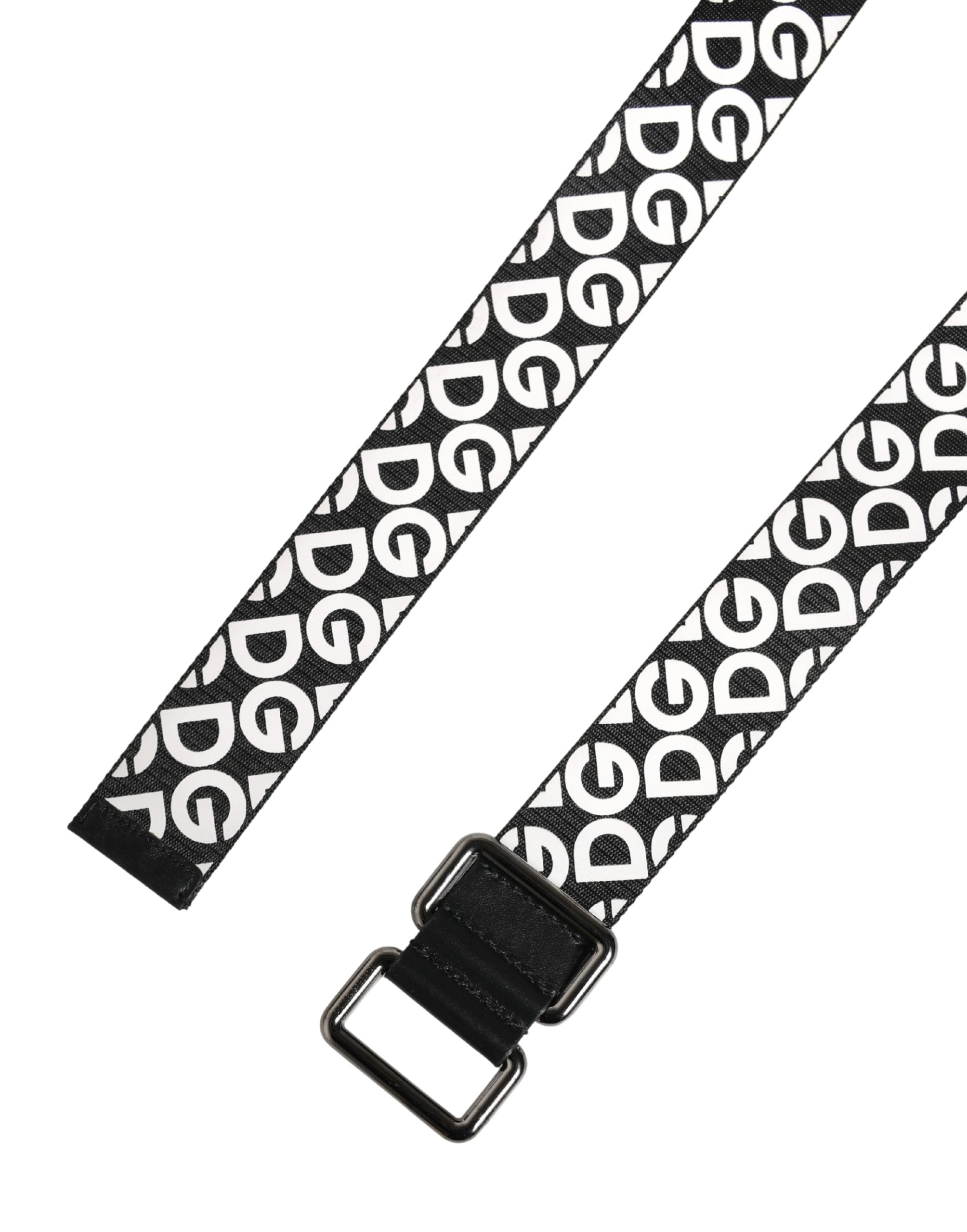 Dolce & Gabbana White Black Logo Leather Metal Buckle Belt Dolce & Gabbana
