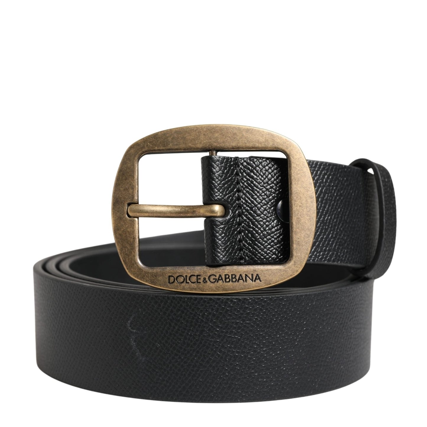 Dolce & Gabbana Men Black Classic Leather Metal Buckle Belt