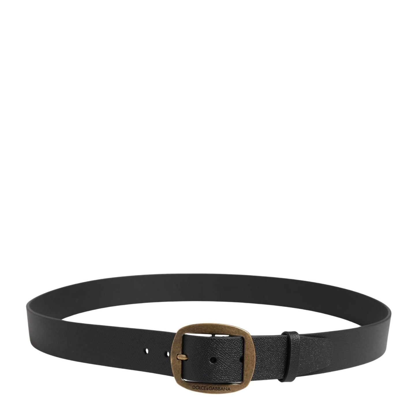Dolce & Gabbana Men Black Classic Leather Metal Buckle Belt