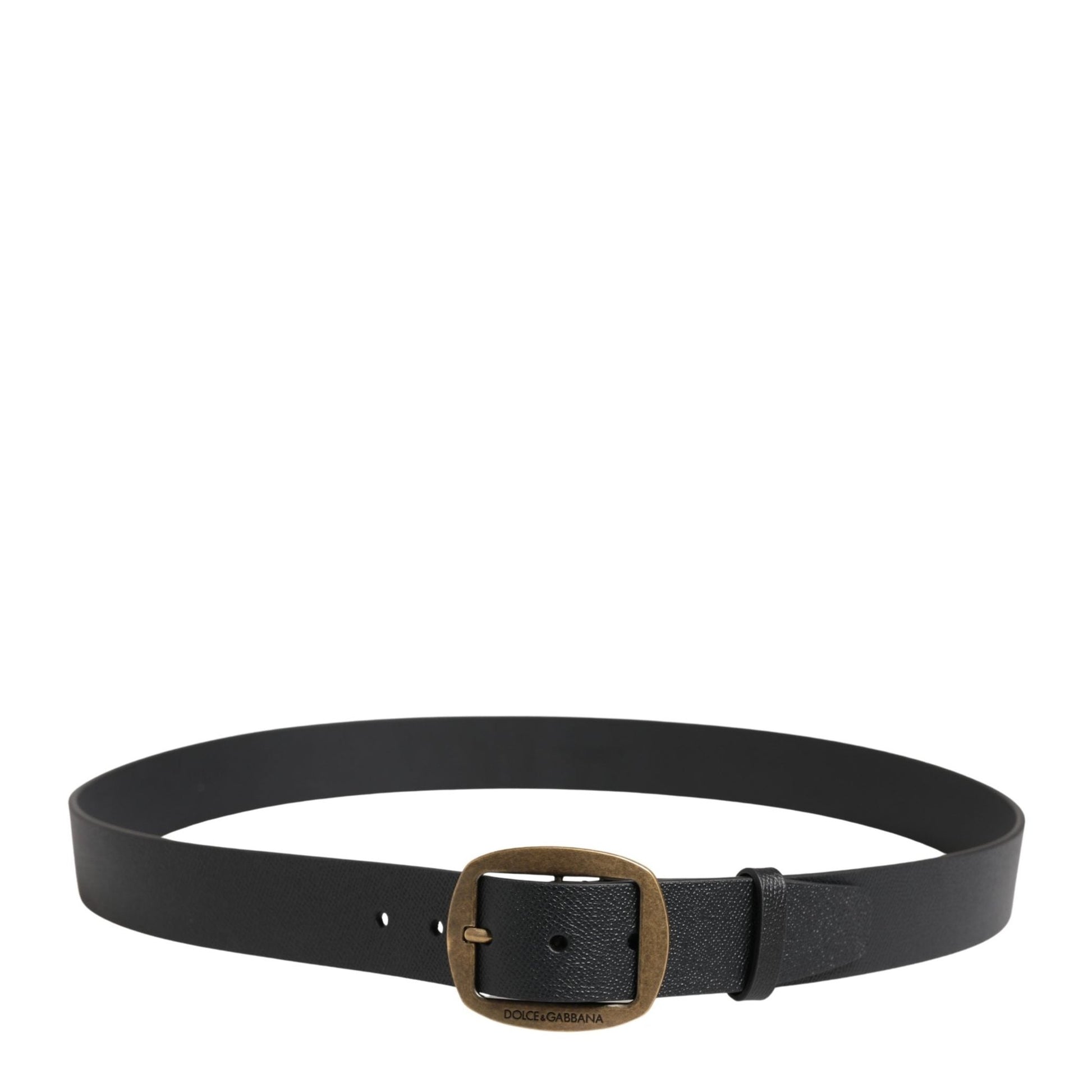 Dolce & Gabbana Men Black Classic Leather Metal Buckle Belt