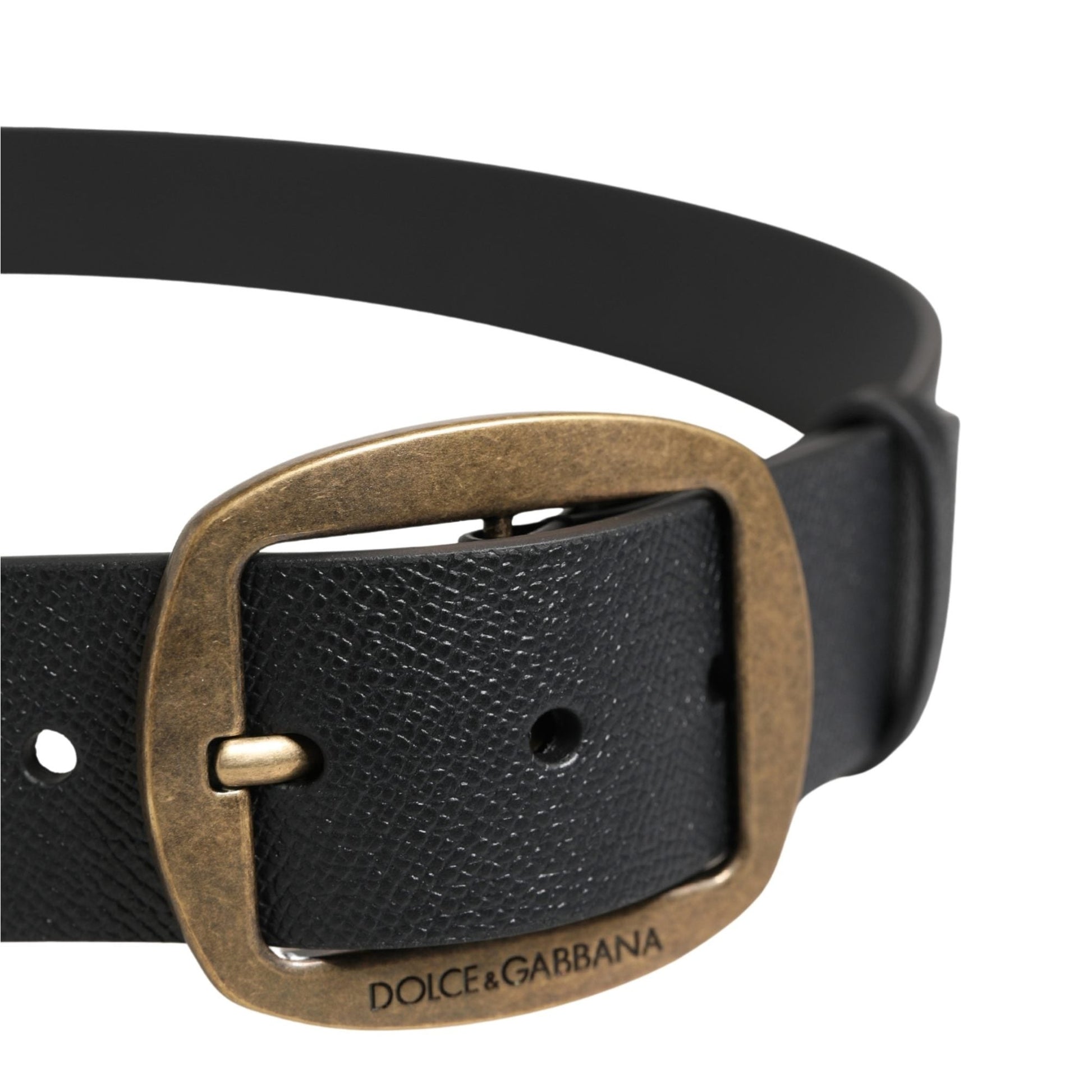 Dolce & Gabbana Men Black Classic Leather Metal Buckle Belt