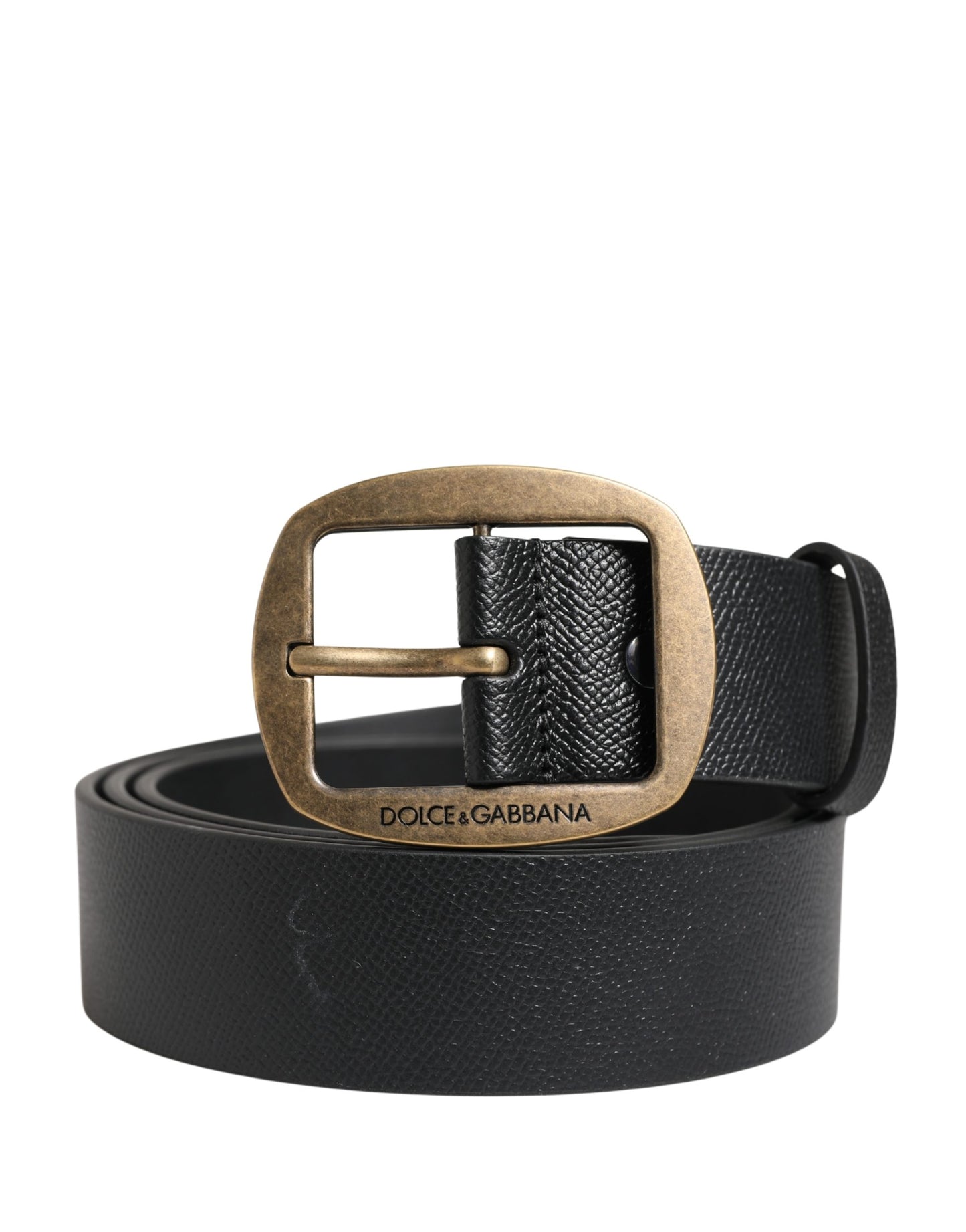 Dolce & Gabbana Men Black Classic Leather Metal Buckle Belt Dolce & Gabbana