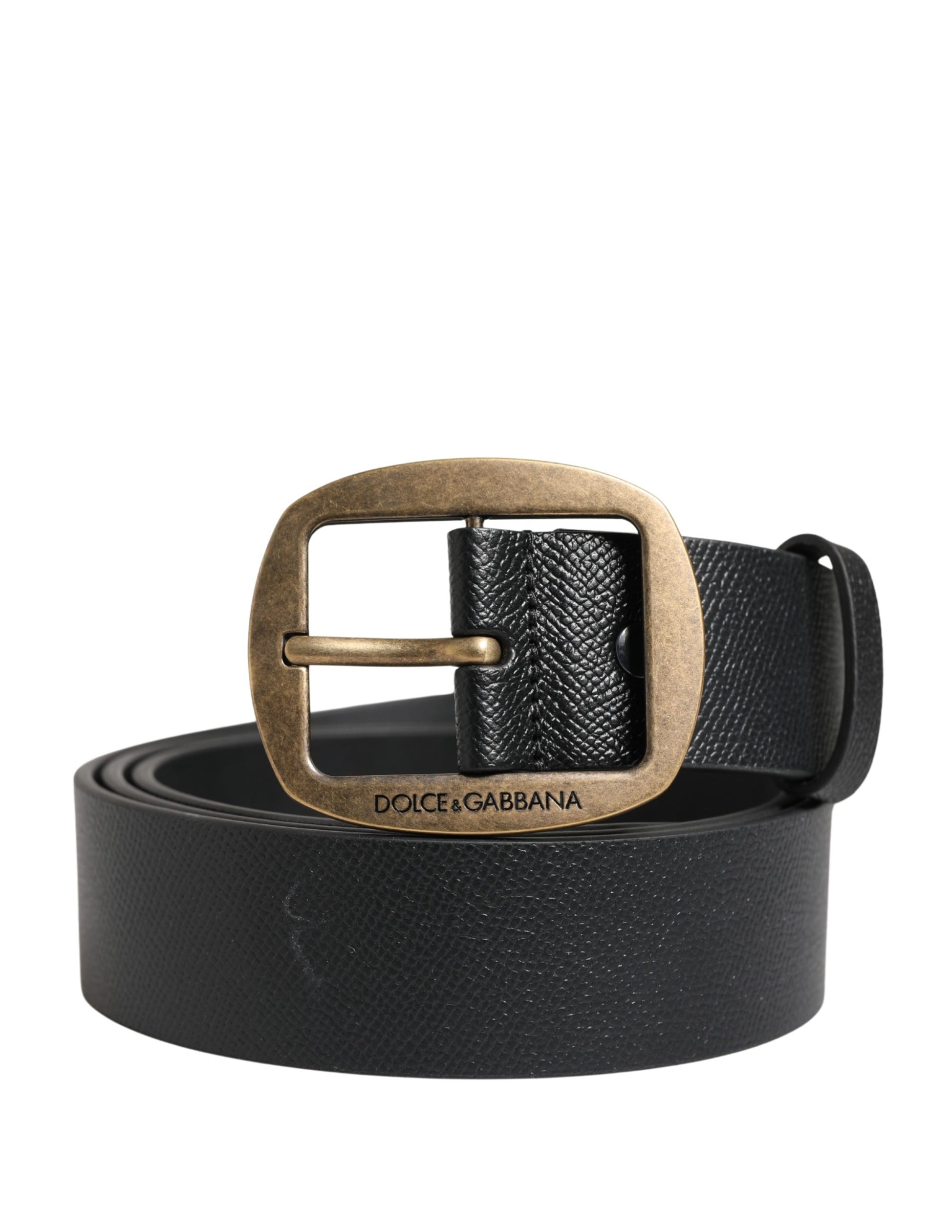 Dolce & Gabbana Men Black Classic Leather Metal Buckle Belt Dolce & Gabbana