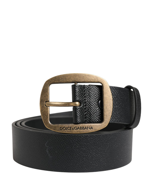 Dolce & Gabbana Men Black Classic Leather Metal Buckle Belt Dolce & Gabbana