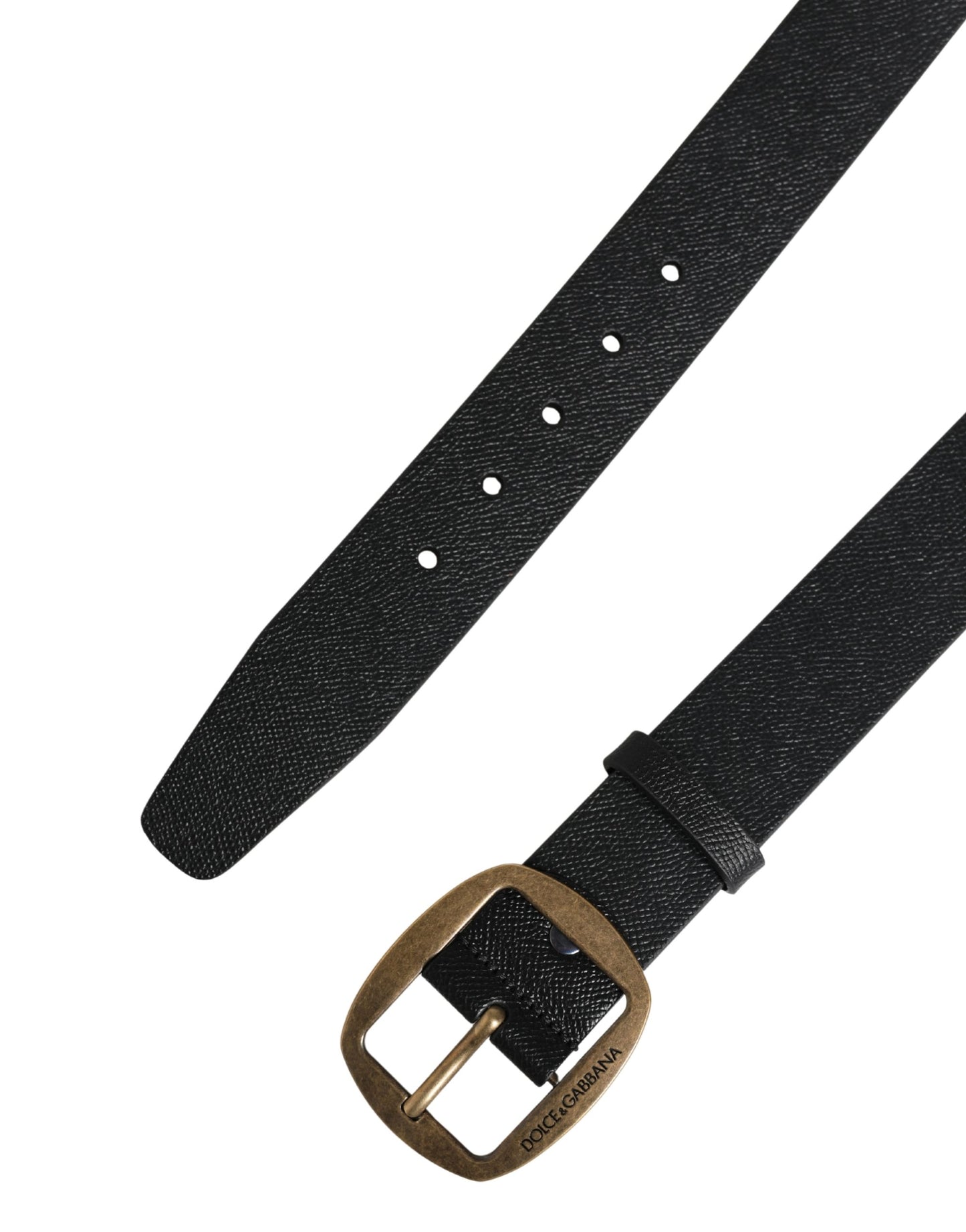 Dolce & Gabbana Men Black Classic Leather Metal Buckle Belt Dolce & Gabbana