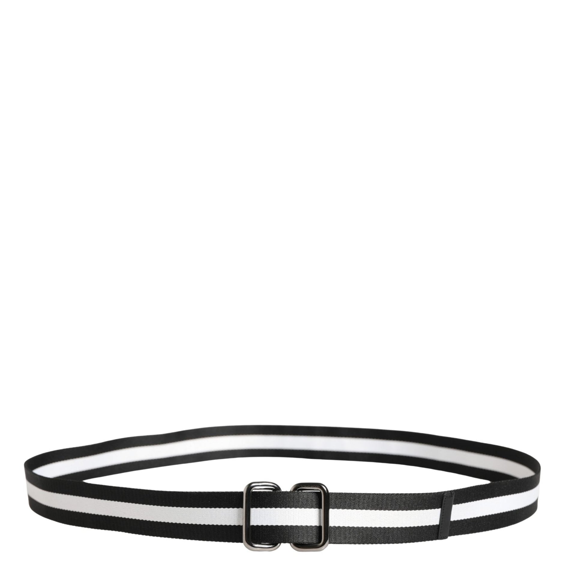Dolce & Gabbana Men Black White Nylon Logo Metal Buckle Belt