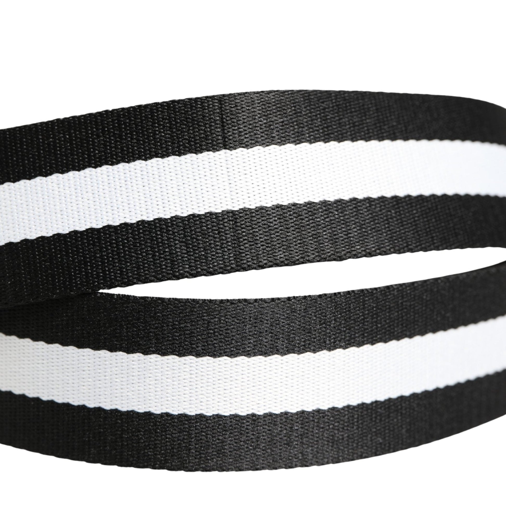 Dolce & Gabbana Men Black White Nylon Logo Metal Buckle Belt