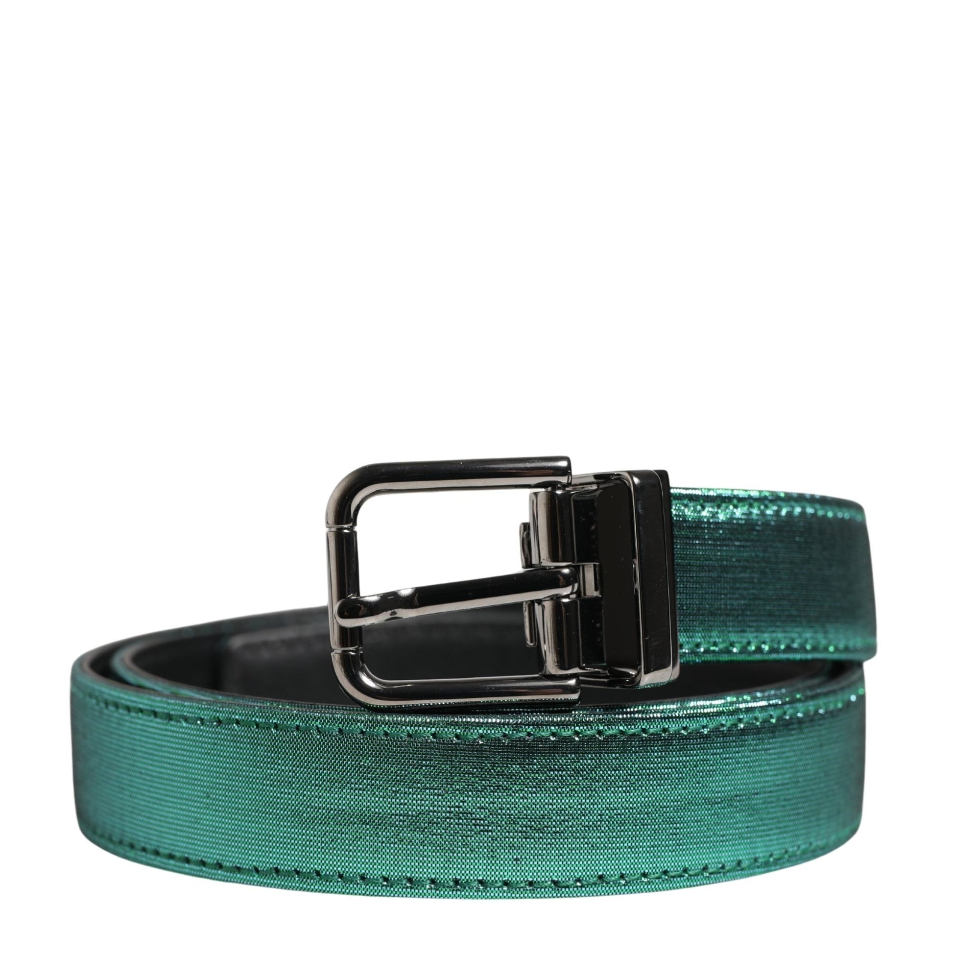 Dolce & Gabbana Men Green Lurex Polyester Metal Buckle Belt
