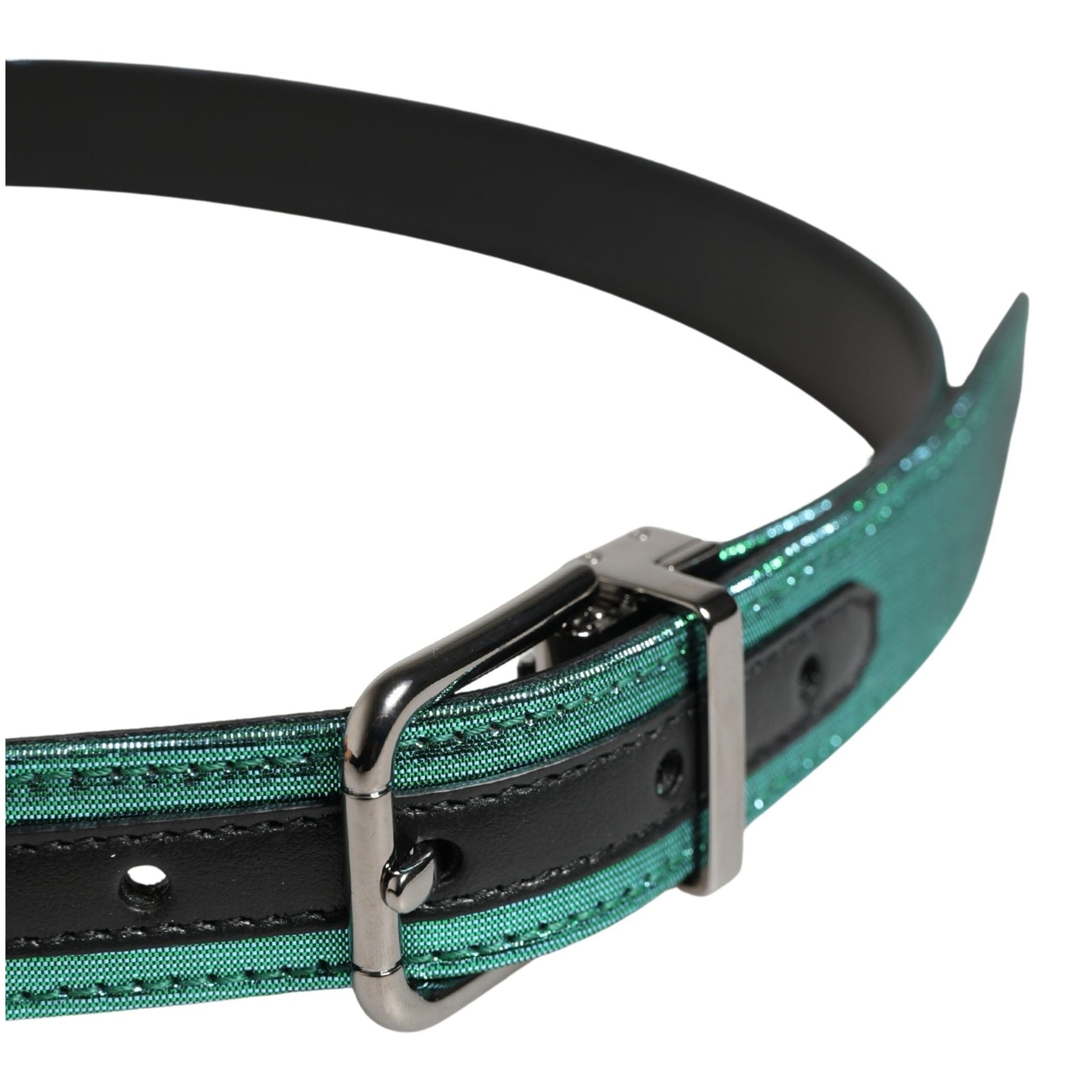 Dolce & Gabbana Men Green Lurex Polyester Metal Buckle Belt