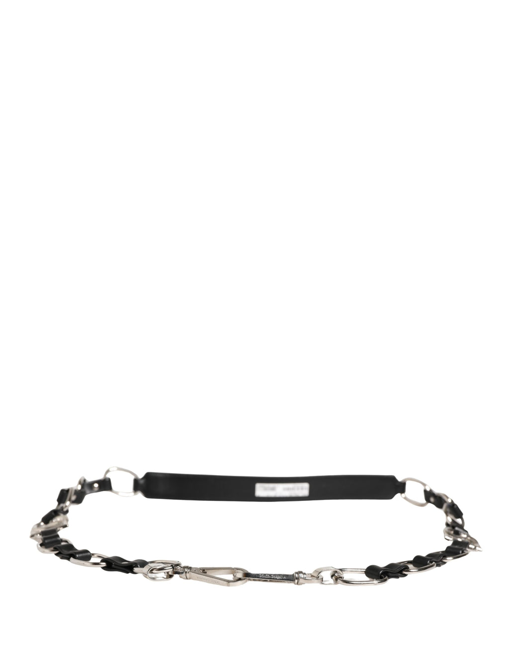 Dolce & Gabbana Black Leather Silver Chain Bag Accessory Shoulder Strap - Eljoys Fashion 