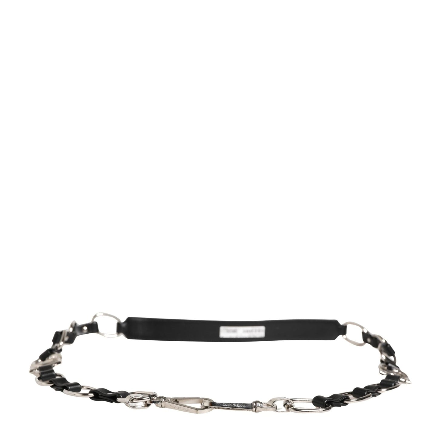 Dolce & Gabbana Black Leather Silver Chain Bag Accessory Shoulder Strap