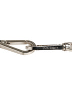 Dolce & Gabbana Black Leather Silver Chain Bag Accessory Shoulder Strap - Eljoys Fashion 