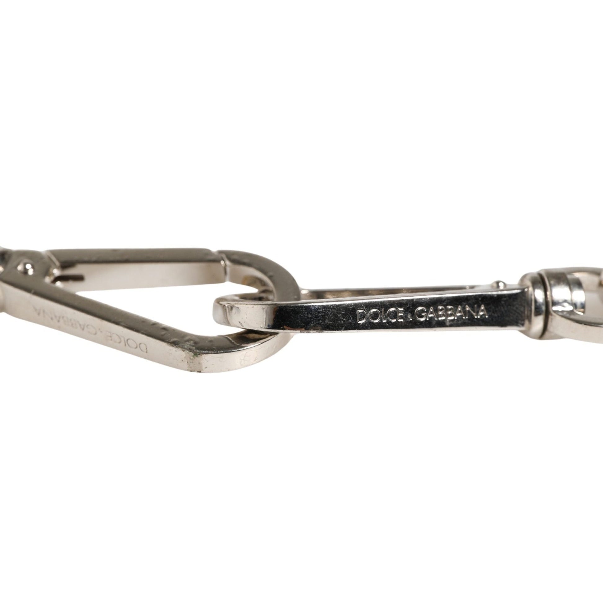 Dolce & Gabbana Black Leather Silver Chain Bag Accessory Shoulder Strap