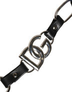 Dolce & Gabbana Black Leather Silver Chain Bag Accessory Shoulder Strap - Eljoys Fashion 