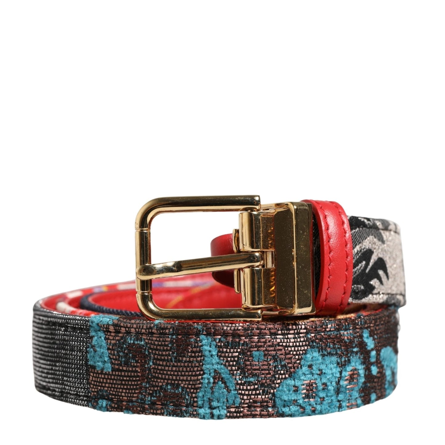 Dolce & Gabbana Multicolor Floral Jacquard Metal Buckle Belt