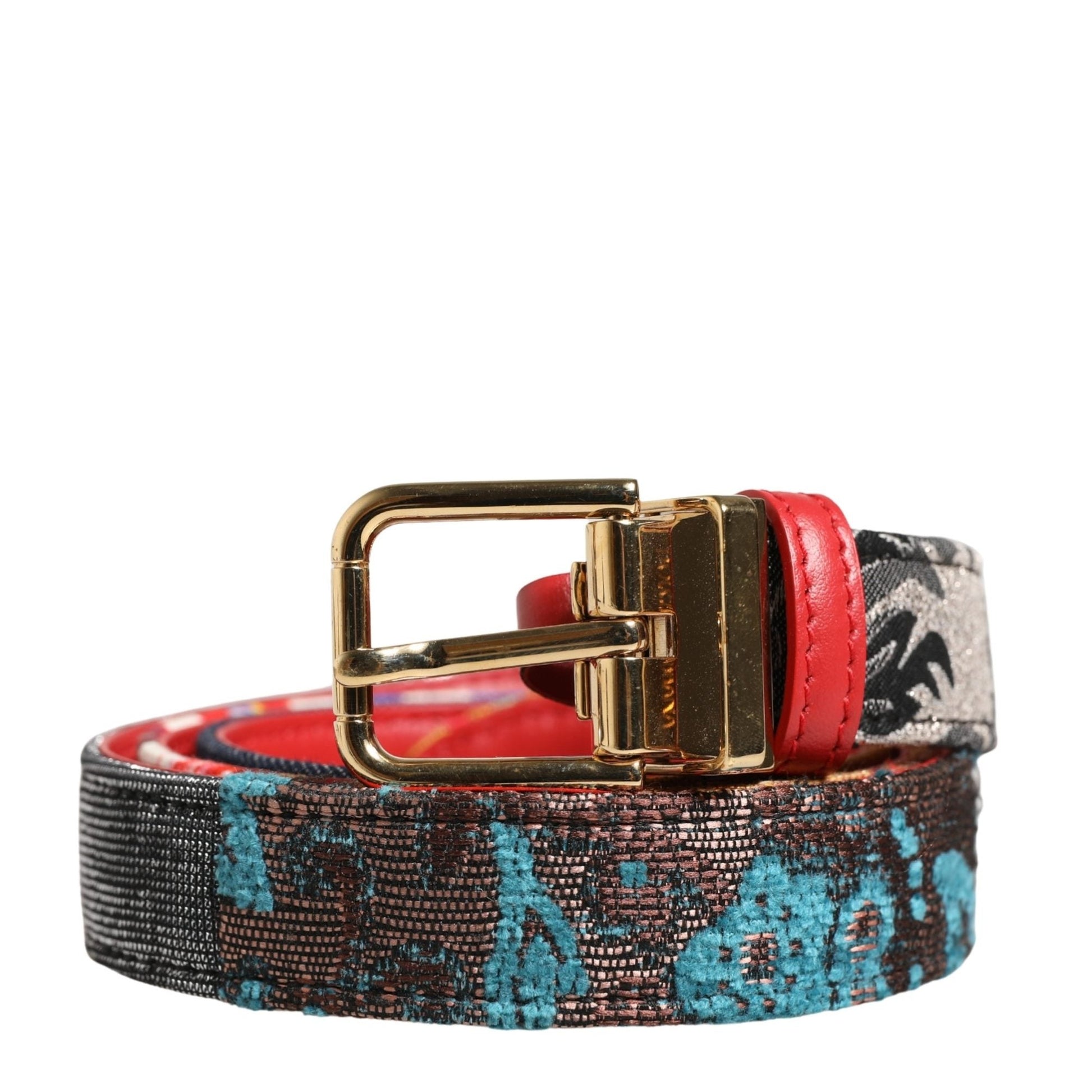 Dolce & Gabbana Multicolor Floral Jacquard Metal Buckle Belt