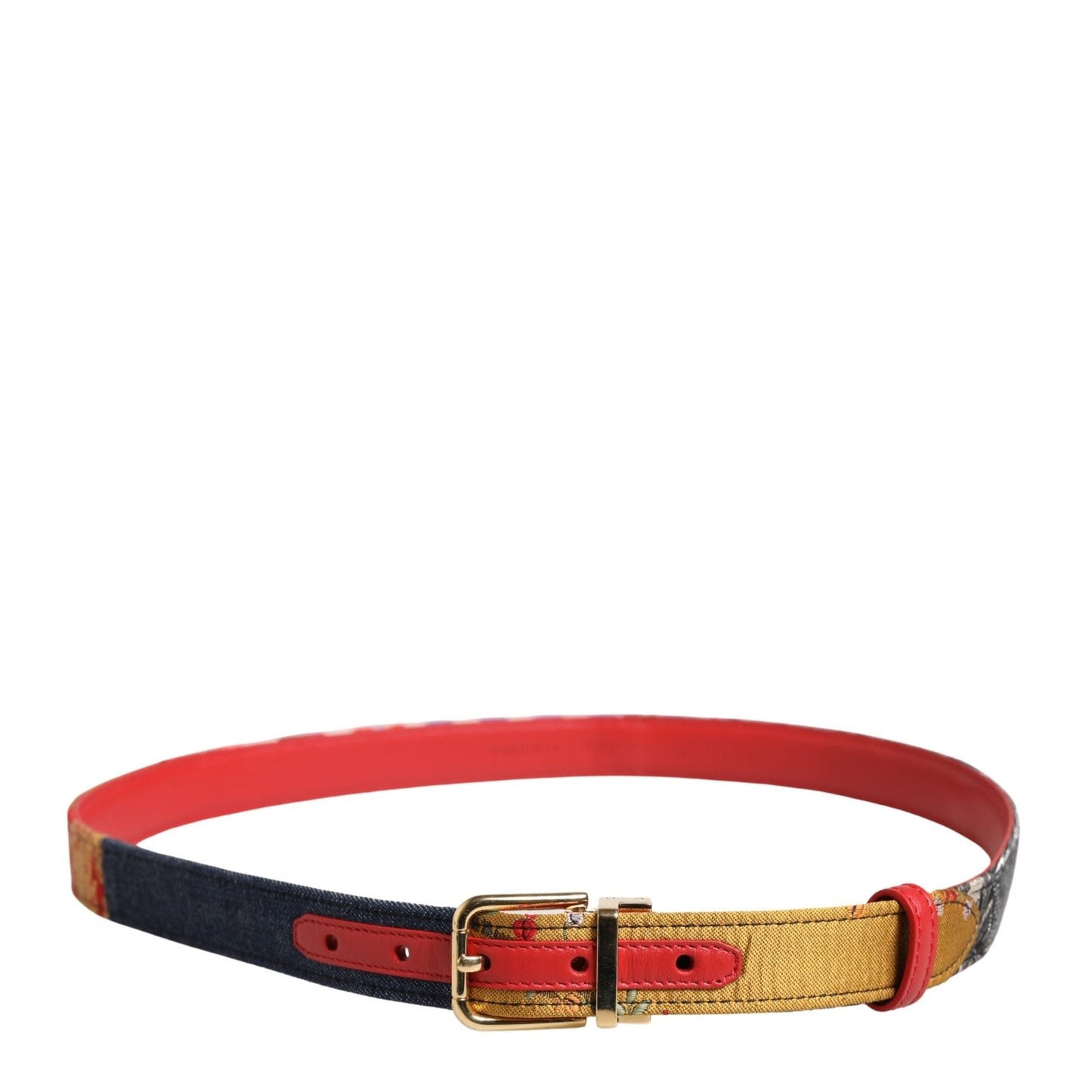 Dolce & Gabbana Multicolor Floral Jacquard Metal Buckle Belt