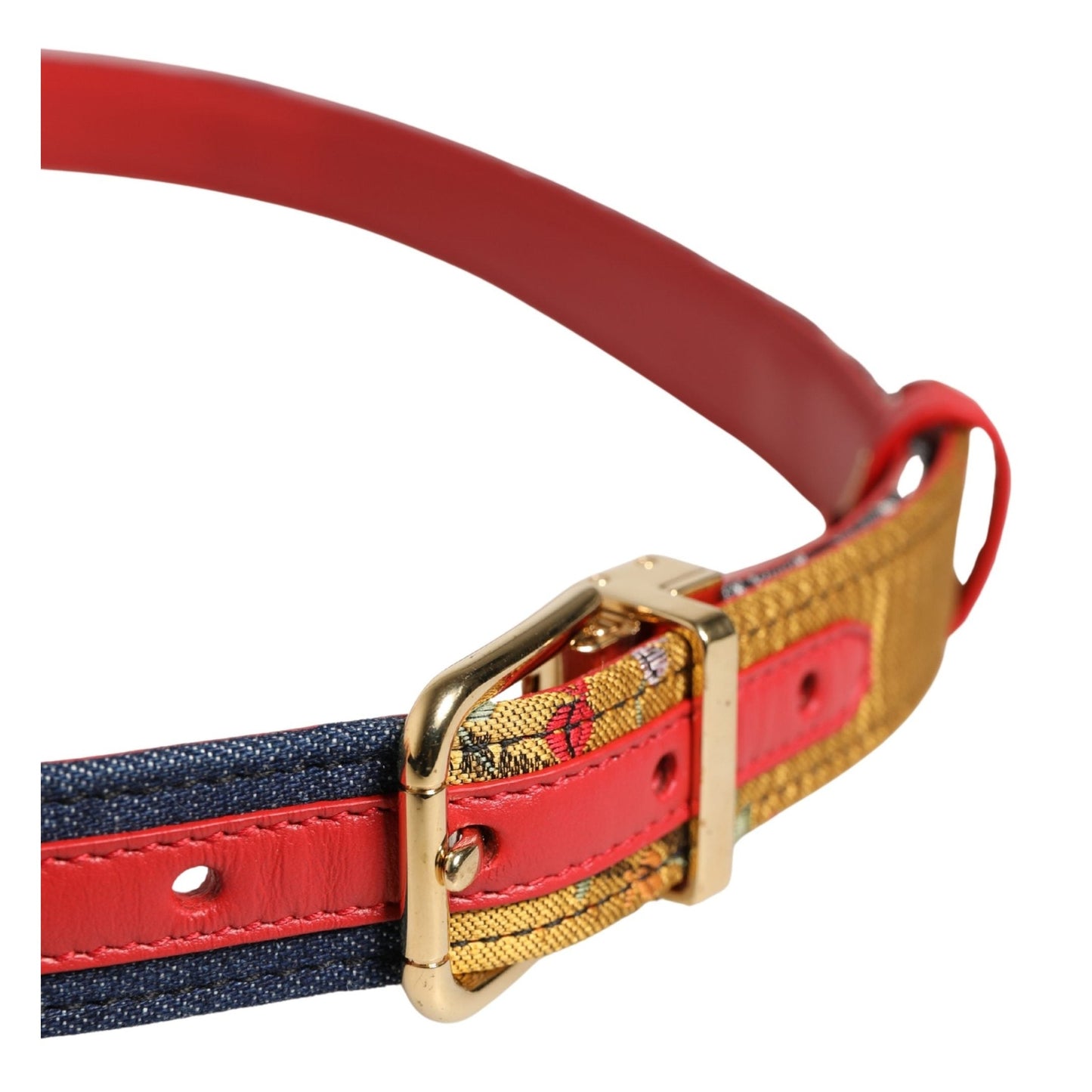 Dolce & Gabbana Multicolor Floral Jacquard Metal Buckle Belt