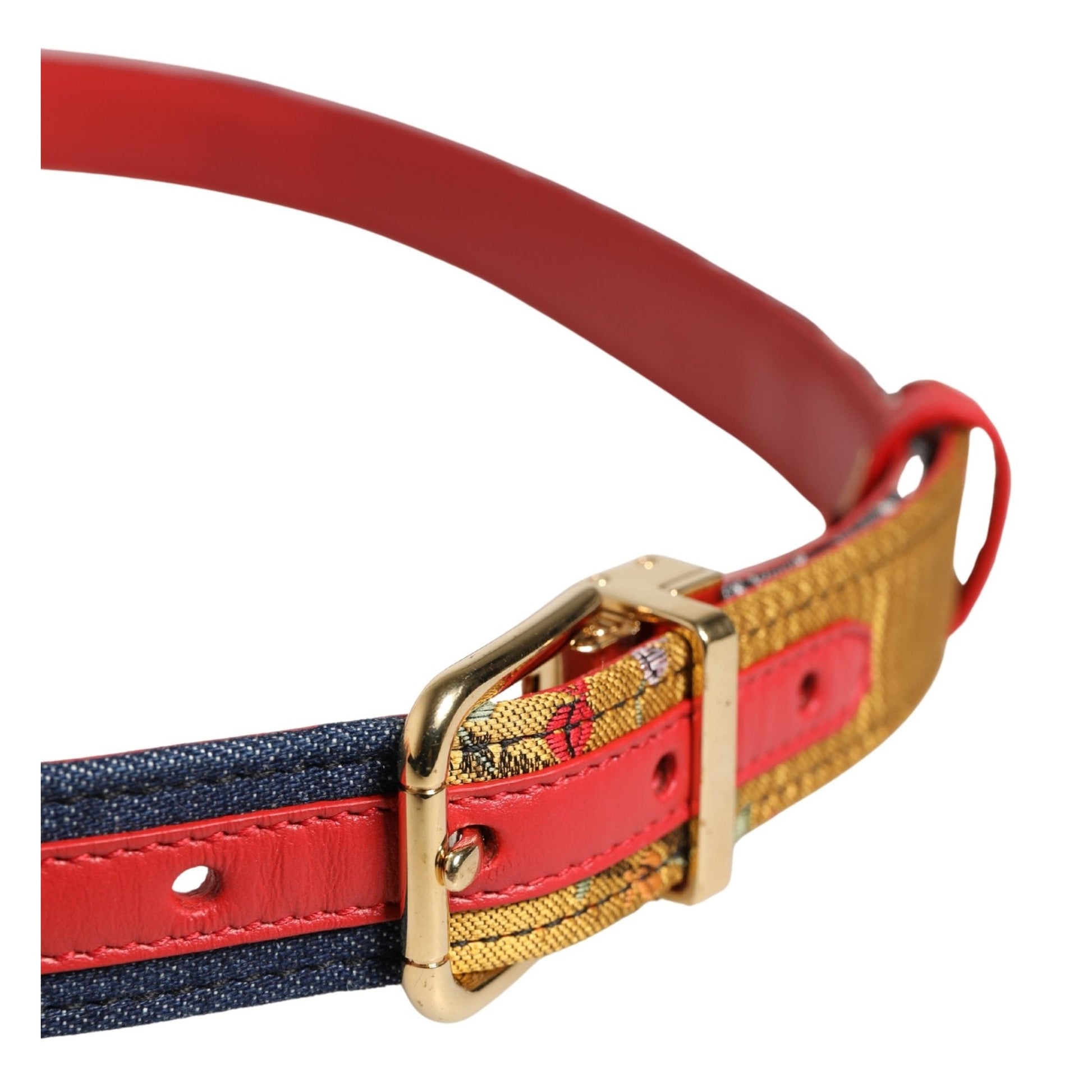 Dolce & Gabbana Multicolor Floral Jacquard Metal Buckle Belt