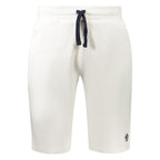 White cotton men's sweatpants by North Sails, relaxed fit with elastic waistband and cuffed ankles, casual and comfortable.
