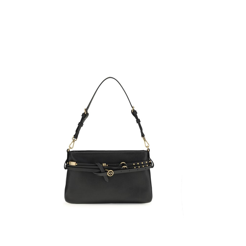 PINKO Black Calf Leather Bos Taurus Shoulder Bag PINKO