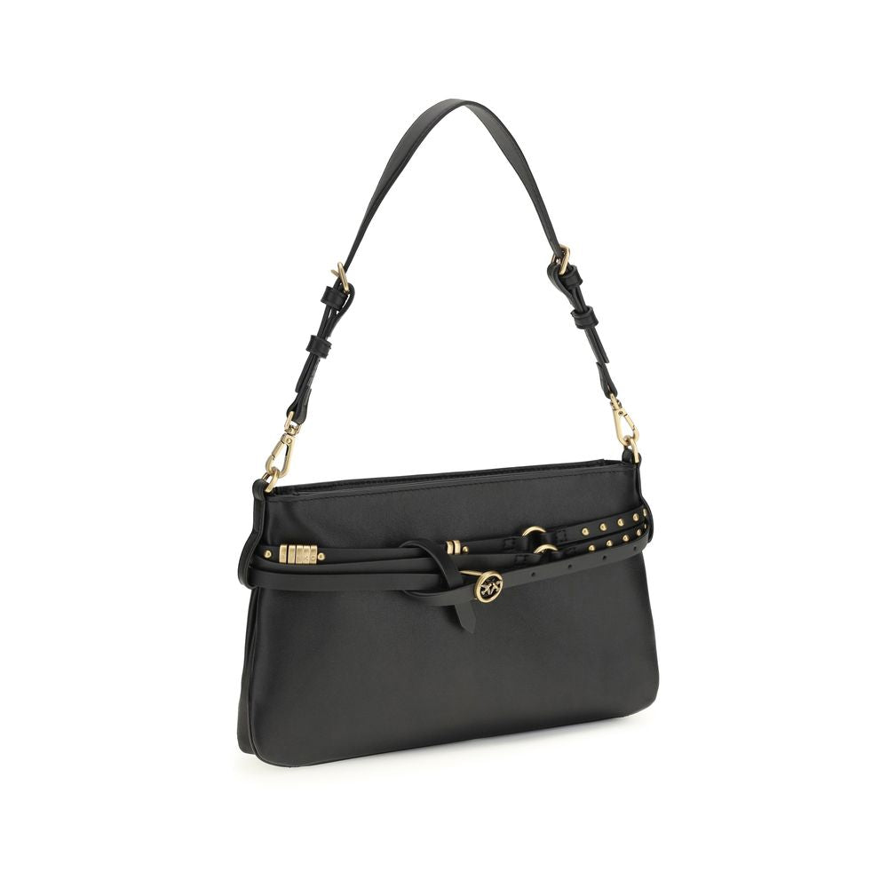 PINKO Black Calf Leather Bos Taurus Shoulder Bag PINKO
