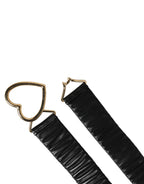 Dolce & Gabbana Black Leather Gold Heart Metal Buckle Belt - Eljoys Fashion 