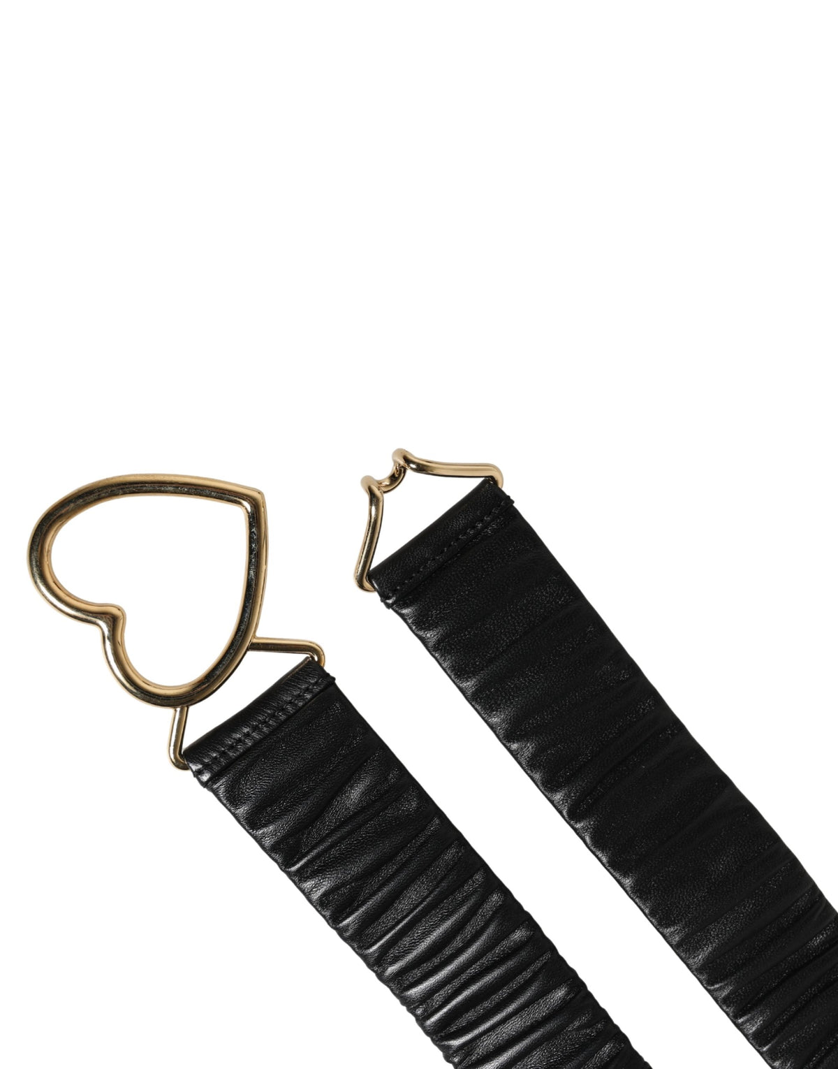 Dolce & Gabbana Black Leather Gold Heart Metal Buckle Belt - Eljoys Fashion 